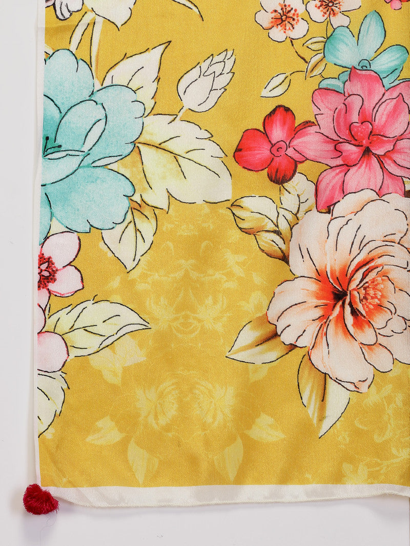 Rama's Yellow Color Embroidery Anarkali Kurta Pant With Dupatta